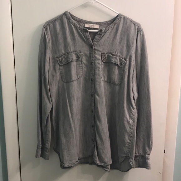 LOFT Tops - Loft Light Gray Chambray Button Down Shirt